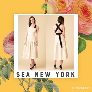 Sea NY ‘Jacques’ grid linen midi dress